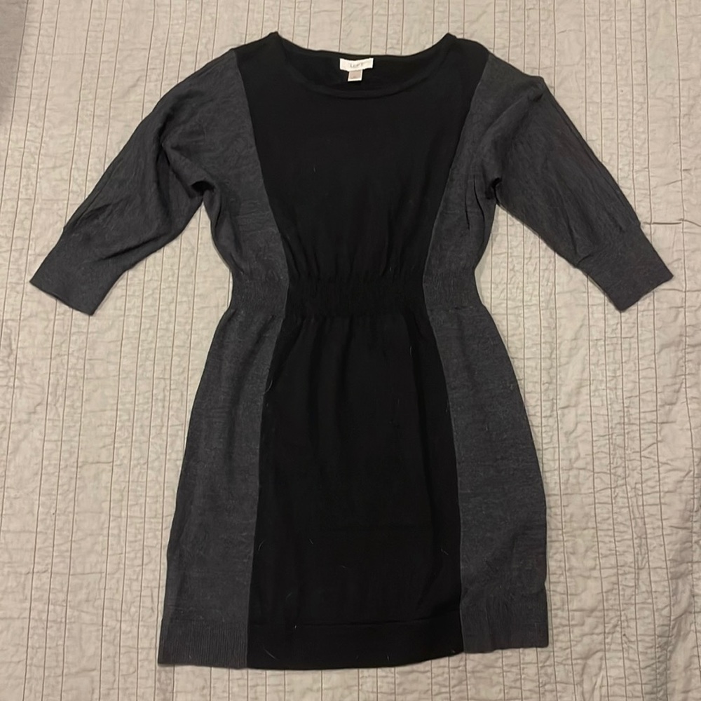 NWOT - LOFT (M) - Black & Grey Colorblock Sweater Dress